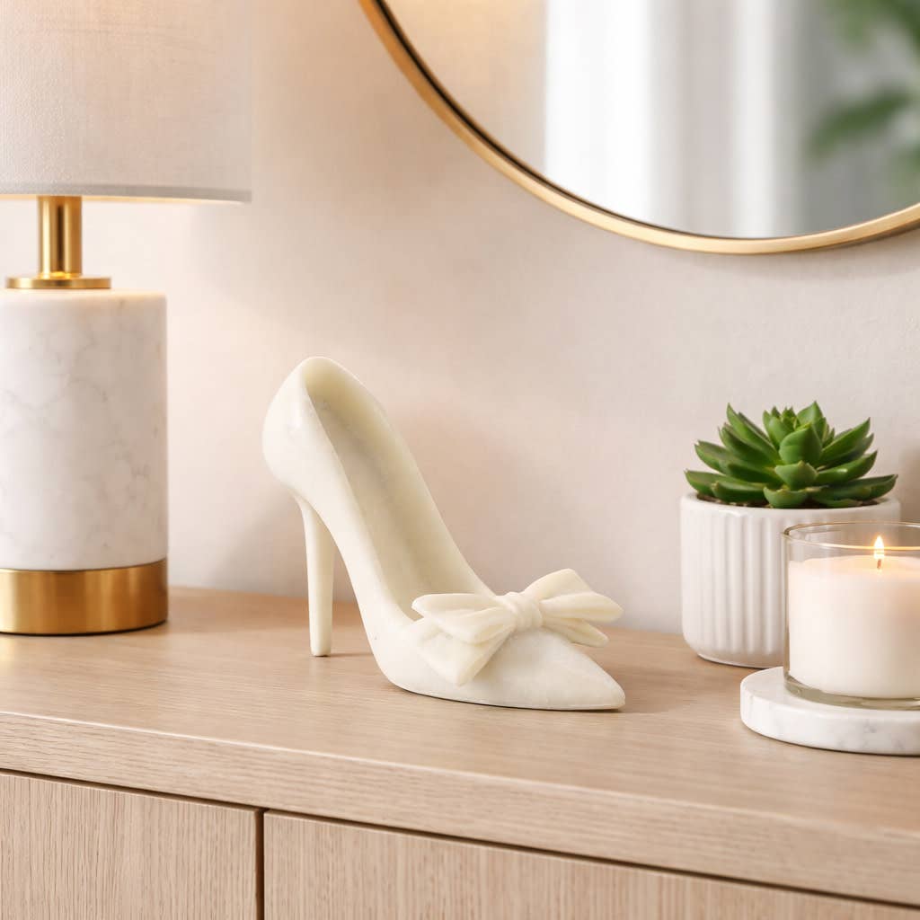 Decorative Object - White Resin Elegant High Heel, 9 in.