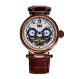 Authentic Heritor Ganzi Men's Automatic Semi-Skeleton Leather Watch, Style HERHR3308