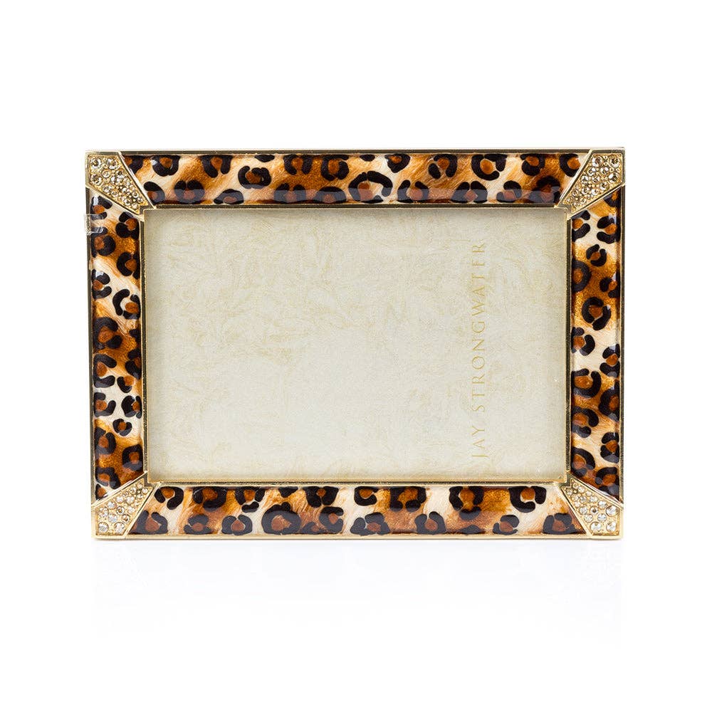 Jay Strongwater Lavinia Leopard Print Pavé 4" x 6" Crystal Enamel Picture Frame, Leopard