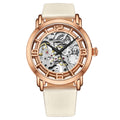 Stuhrling Original Winchester 3982 Women's Automatic Watch, 40mm, Silver Dial, White Leather Strap, Skeleton Dial