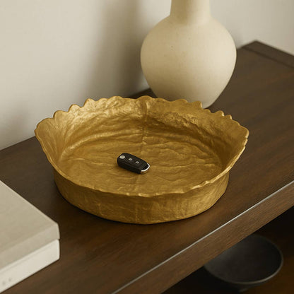 Decorative Bowl - Gold Metal Round Textured, 17 in.