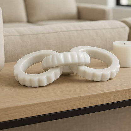 Decorative Object - White Marble Carved Chain, 8 in.