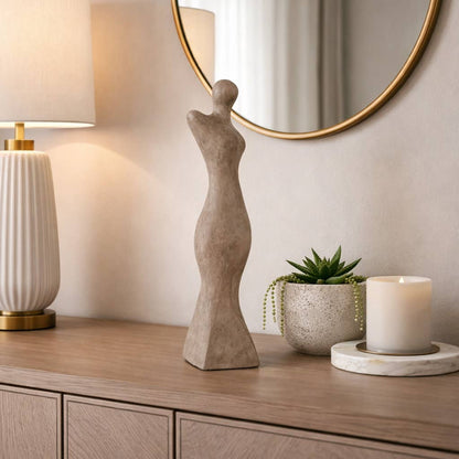 Decorative Object - Brown Pottery Human Silhouette, 14 in.