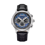 Authentic Heritor Apostle Leather Band Men's Automatic Day-Date Leather Watch, Black/Blue