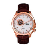 Reign Bauer Men's Automatic Semi-Skeleton Leather Watch