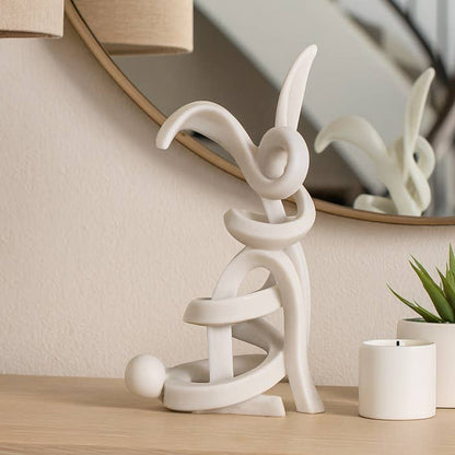 Sculpture - White Quartz Resin Decorative Bunny, 16 in.