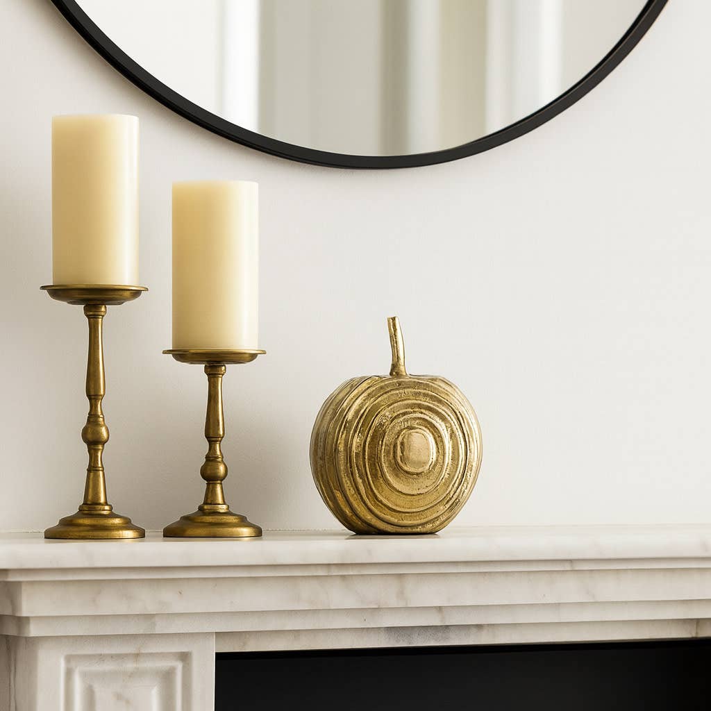 Decorative Object - Gold Aluminum Apple Statue, 6 in.