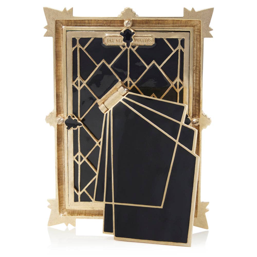 Jay Strongwater Ruth Art Deco 4" x 6" Crystal Enamel Picture Frame