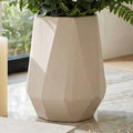 Decorative Vase - Ivory Ceramic Angular Shape, 8 in.