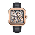 Authentic Heritor Campbell Men's Automatic Skeleton Leather Watch, Rose Gold/Black