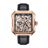 Authentic Heritor Campbell Men's Automatic Skeleton Leather Watch, Rose Gold/Black