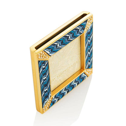 Jay Strongwater Leland Pavé Corner 2" Swarovski Crystal Enamel Picture Frame, Sapphire