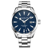 Stuhrling Original Symphony 3953 Men's Quartz Watch, Blue Dial, Silver Bezel, Silver Bracelet