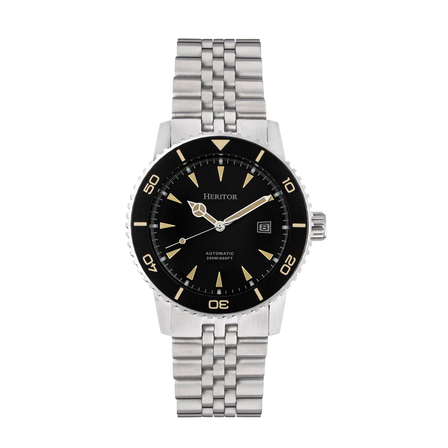 Heritor Hurst Men's Automatic Diver Date Bracelet Watch, Black