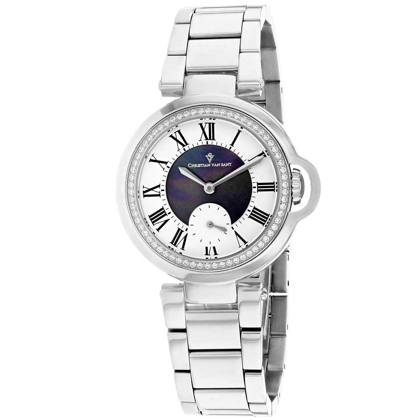 Christian Van Sant Cybele Women's Quartz Watch, Black Mother-of-Pearl Dial