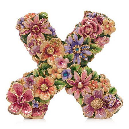 Jay Strongwater Daisy Floral Kisses Flower Crystal Enamel Gold-Finished Tabletop Object
