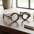 Decorative Object - White Stone Round Eyeglasses, 9 in.