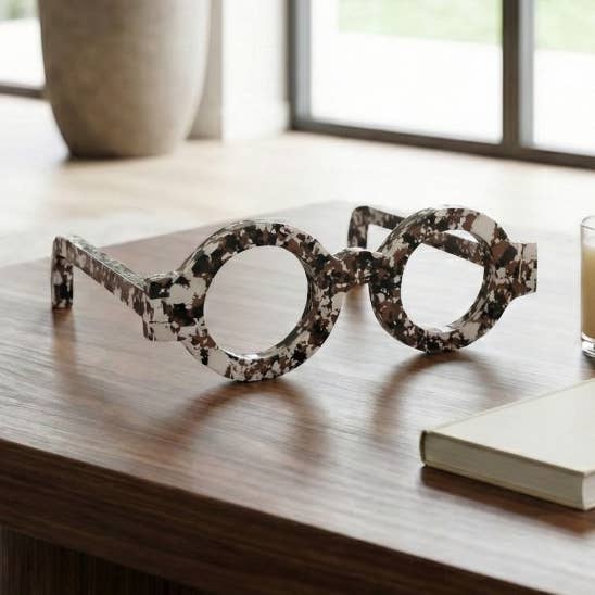 Decorative Object - White Stone Round Eyeglasses, 9 in.