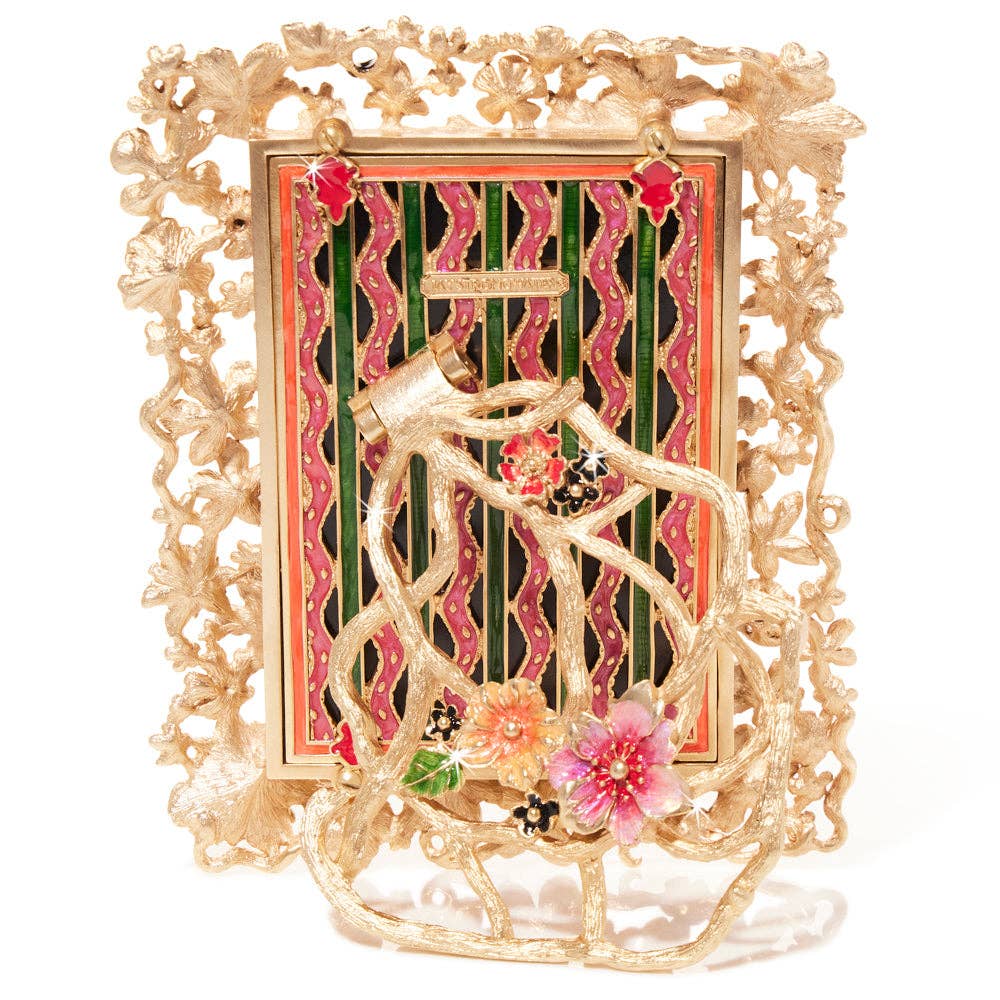 Jay Strongwater Leartes 4 X 6 Floral Crystal Enamel Picture Frame, Night Bloom