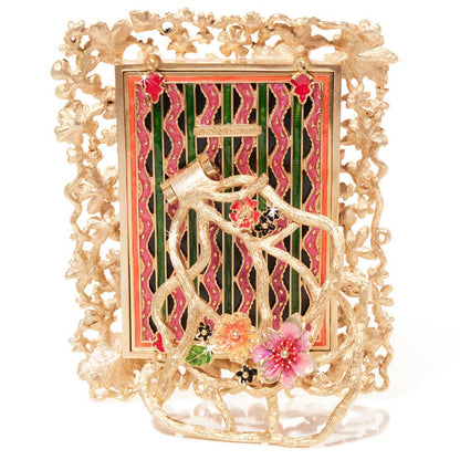 Jay Strongwater Leartes 4 X 6 Floral Crystal Enamel Picture Frame, Night Bloom