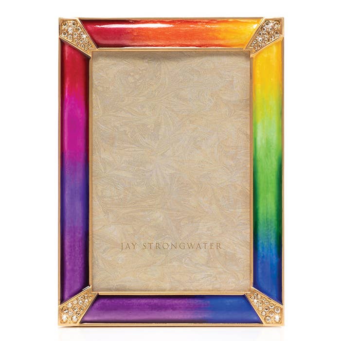 Jay Strongwater Lavinia Pavé 4" x 6" Crystal Enamel Picture Frame, Rainbow