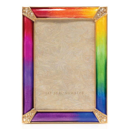 Jay Strongwater Lavinia Pavé 4" x 6" Crystal Enamel Picture Frame, Rainbow