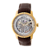 Authentic Heritor Ryder Men's Automatic Skeleton Leather Watch, Gold/Silver