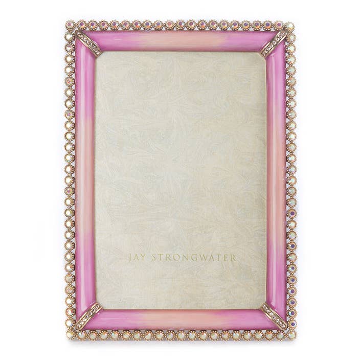 Jay Strongwater Lorraine Stone Edge Rose 4" x 6" Crystal Enamel Picture Frame, Rose