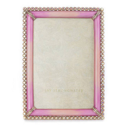 Jay Strongwater Lorraine Stone Edge Rose 4" x 6" Crystal Enamel Picture Frame, Rose