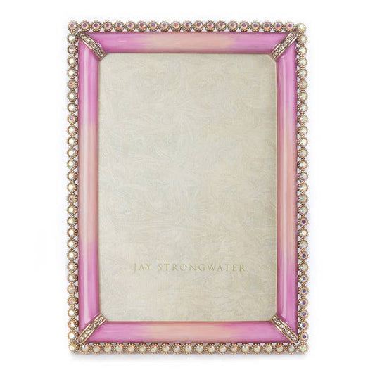 Jay Strongwater Lorraine Stone Edge Rose 4" x 6" Crystal Enamel Picture Frame, Rose