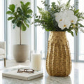 Decorative Vase - Gold Aluminum Textured Accent, 17 in.