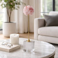Sculpture - Pink Metal Marble Orb with Cubic Base, 18 in.