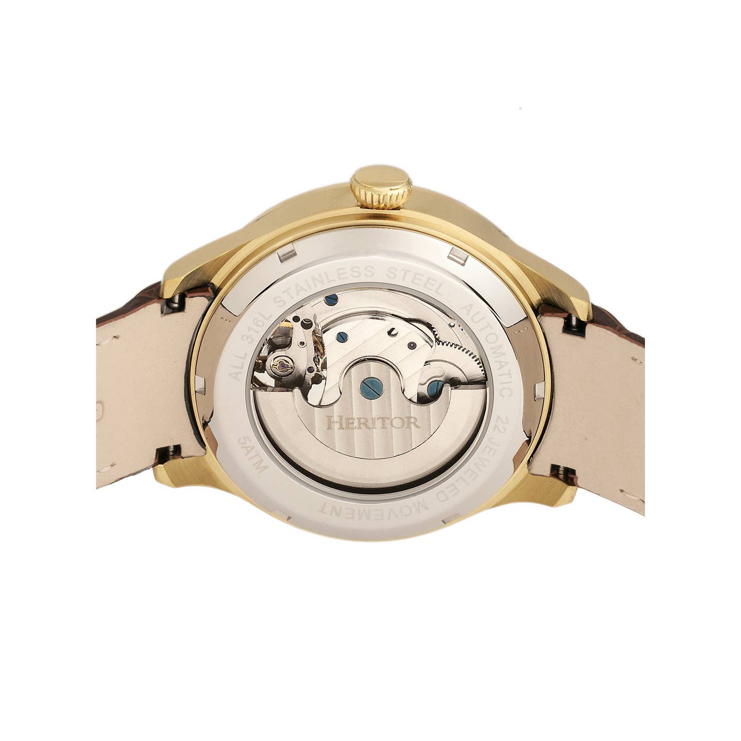 Heritor Gregory Men's Automatic Semi-Skeleton Leather Watch, Style HERHR8103