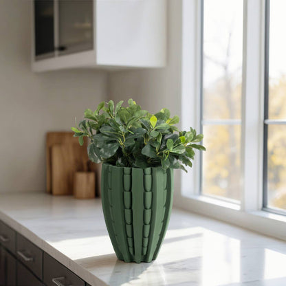 Decorative Vase - Green Porcelain 3D Printed Bold, 11 in.
