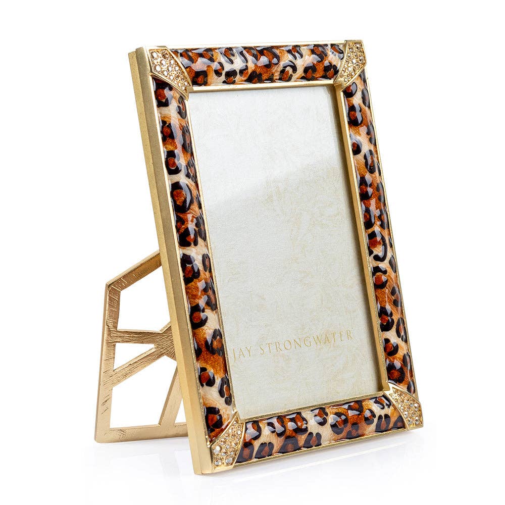 Jay Strongwater Lavinia Leopard Print Pavé 4" x 6" Crystal Enamel Picture Frame, Leopard