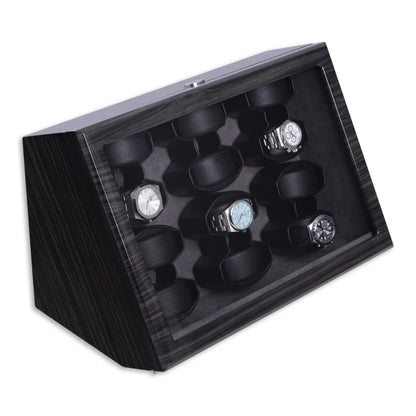 Bey-Berk Cosmo Twelve Automatic Watch Winder – Ash Wood Display Cabinet