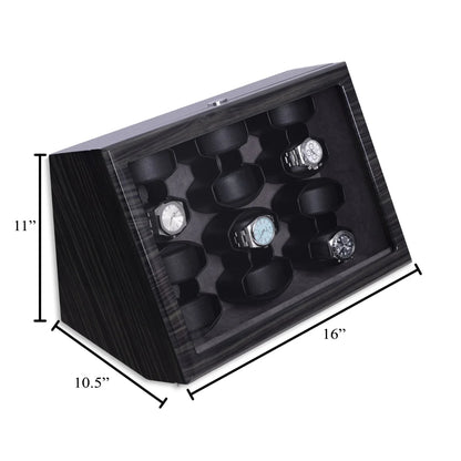 Bey-Berk Cosmo Twelve Automatic Watch Winder – Ash Wood Display Cabinet