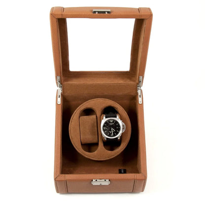 Bey-Berk VP Automatic Watch Winder – Tan Leather Display Case