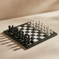Black & White Marble Chess Set with Storage Case – Luxury 13" Handmade Stone Chess Board