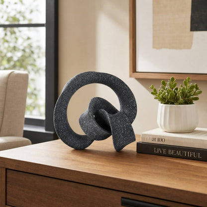 Decorative Sculpture - Black Polyresin Small Loop, 8 in.