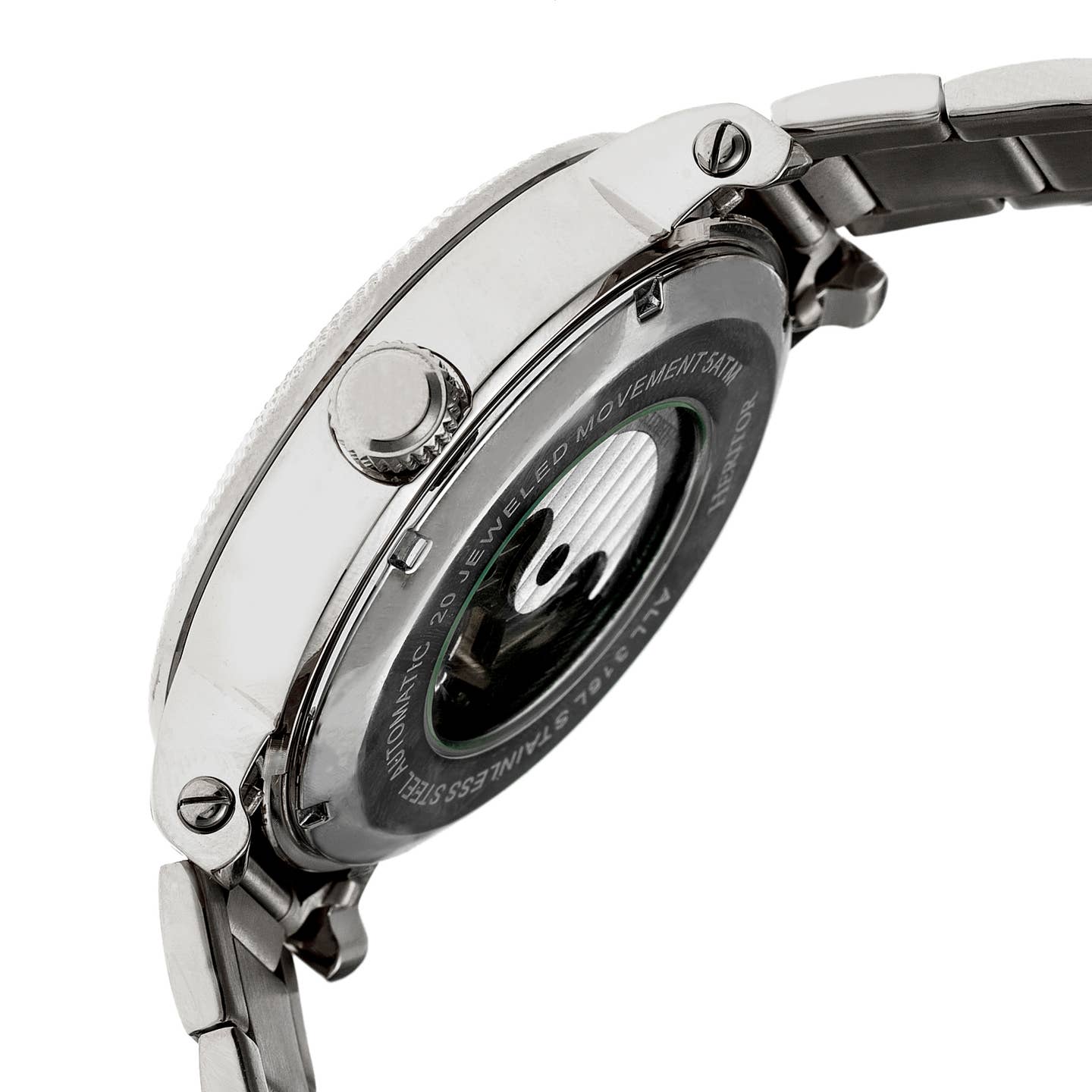 Heritor Aries Men's Automatic Skeleton Bracelet Watch, Silver/Black