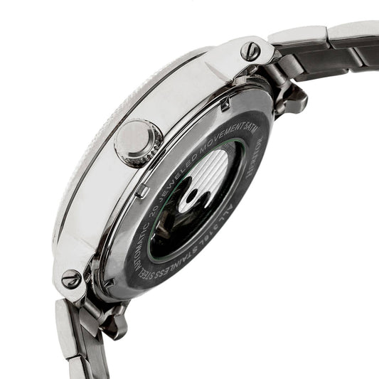 Heritor Aries Men's Automatic Skeleton Bracelet Watch, Silver/Black