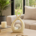 Sculpture - White Resin Swirl with Crystal Accent, 12 in.