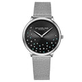 Stuhrling Original Symphony 3928 Women's Quartz Watch, 35mm, Black Dial, Silver-Tone Mesh Bracelet