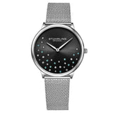 Stuhrling Original Symphony 3928 Women's Quartz Watch, 35mm, Black Dial, Silver-Tone Mesh Bracelet