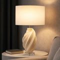 Table Lamp - White Resin Glass Sculptural Twist Base, 25 in.