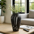 Decorative Vase - Black/White Glass Curved Tapered, 19 in.