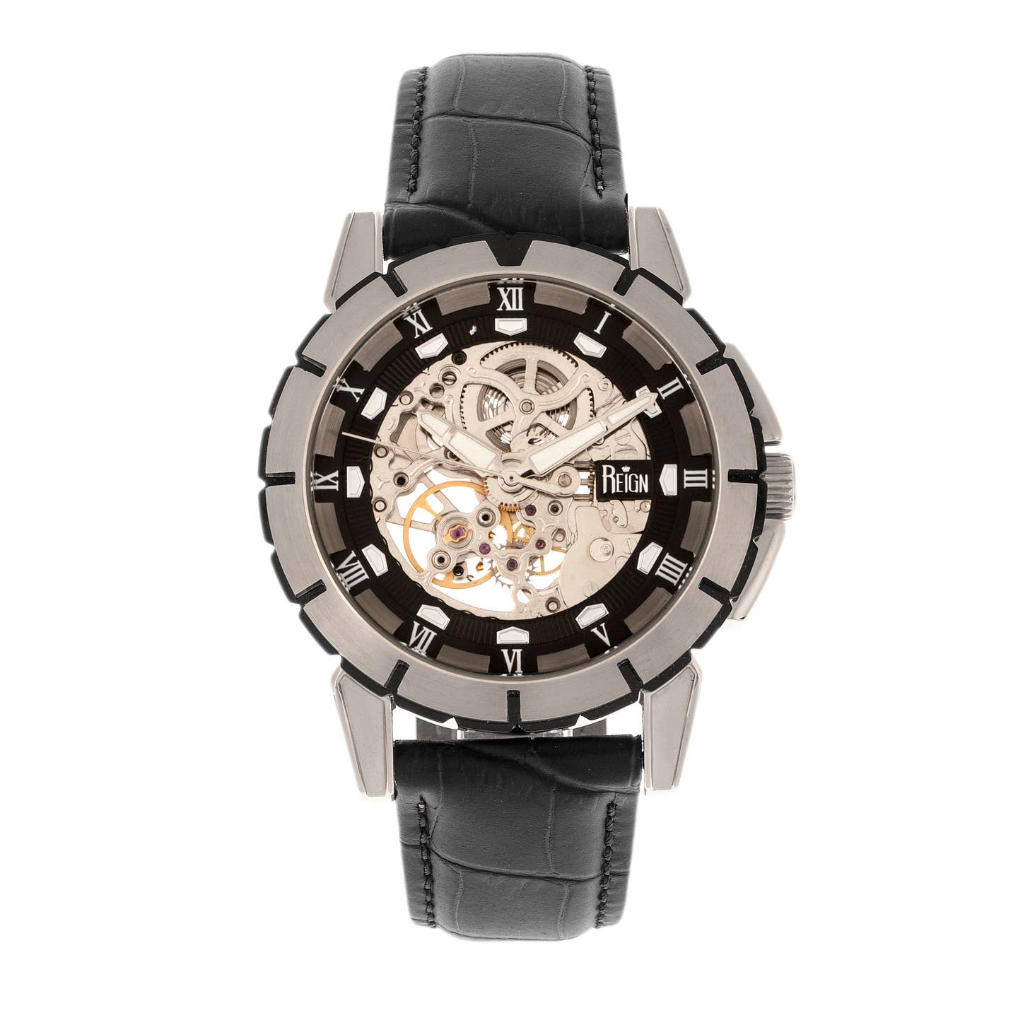 Reign Philippe Men's Automatic Skeleton Leather Watch
