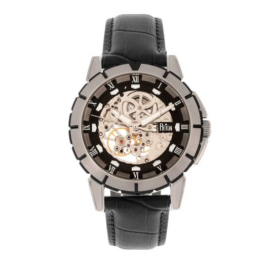 Reign Philippe Men's Automatic Skeleton Leather Watch