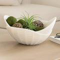 Bowl - White Resin Sculptural Soft Curved Edges, 17 in.